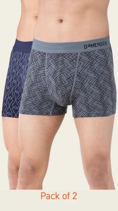 Value-Deal Deo-Soft Trunks Grey Grid, Navy Knots