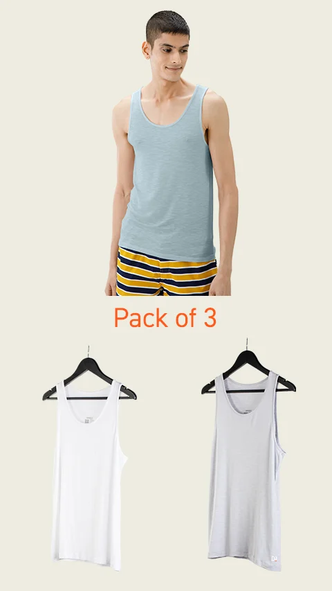 Value-Deal Neo-Skin Vests Crisp Grey, Bright White, Ice Blue