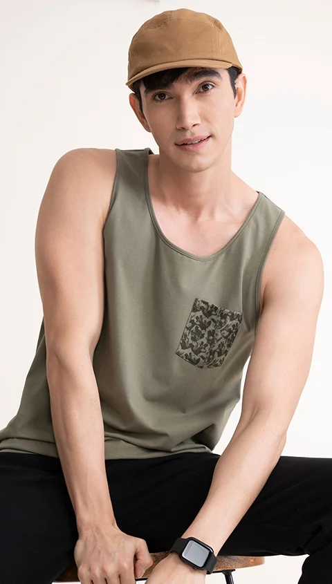 Fluid Casual Tank Tops Camo Olive