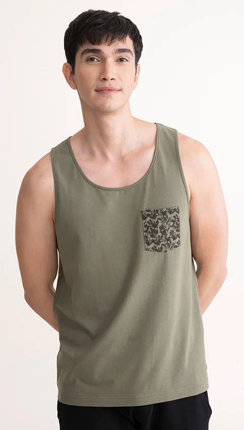 Fluid Casual Tank Tops Camo Olive