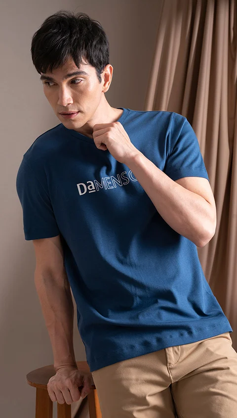 Statement Printed Graphic Tees Denim Blue