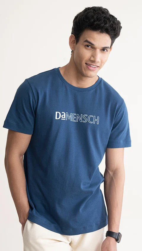 Statement Printed Graphic Tees Denim Blue