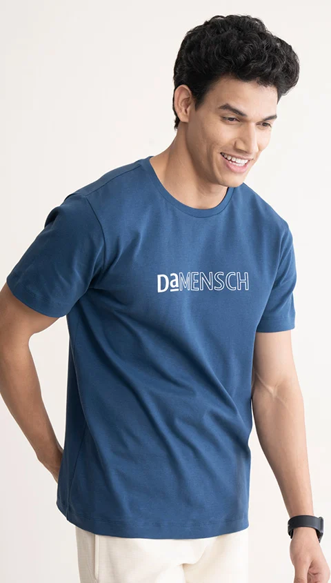 Statement Printed Graphic Tees Denim Blue