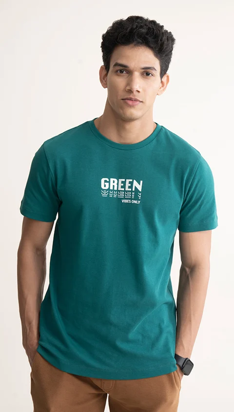 T-shirt The Mountain Homme Vert Pêche - Taille M - 100% Coton USA