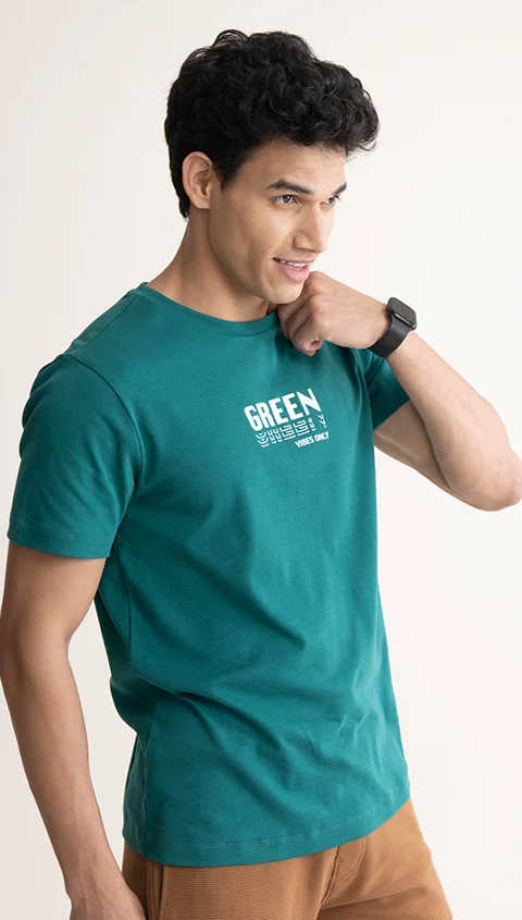 Statement Printed Graphic Tees Graphic- Mountain Green