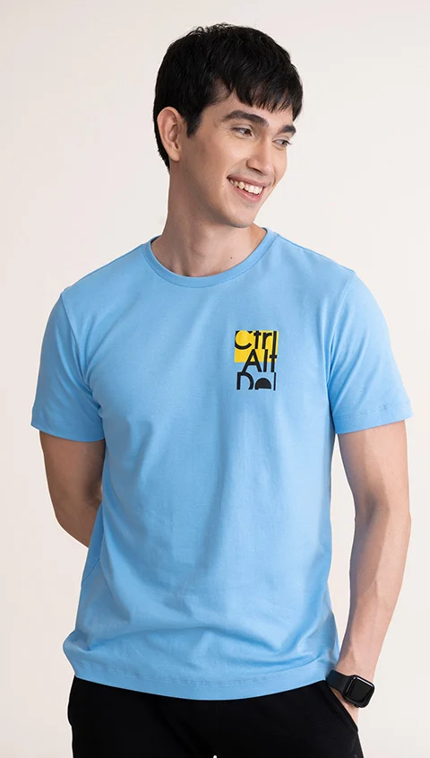 Statement Printed Graphic Tees Sky Is Blue