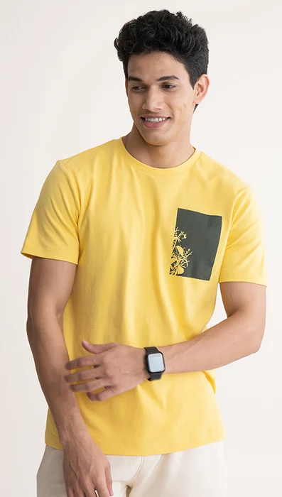 Statement Printed Graphic Tees Solar Yellow