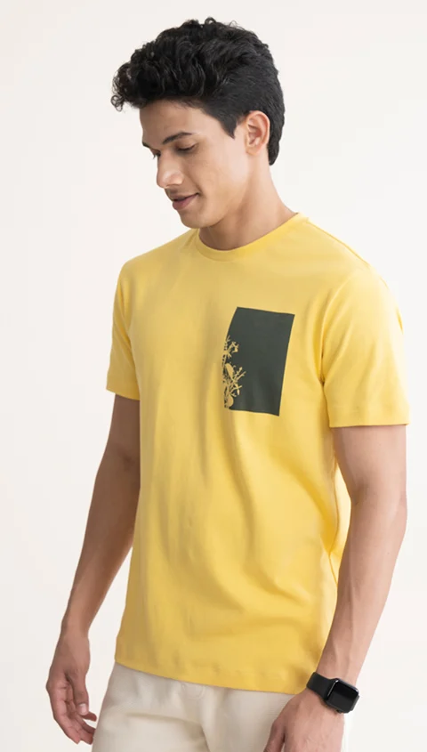 Statement Printed Graphic Tees Solar Yellow