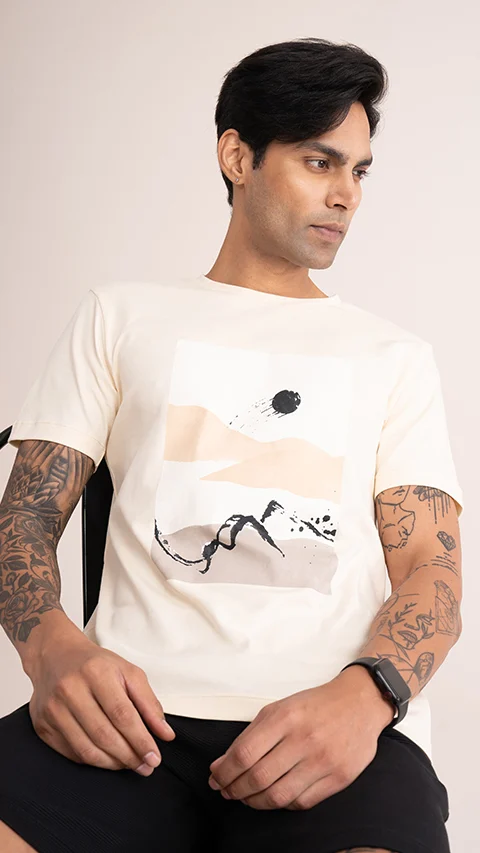 Statement Printed Graphic Tees Vanilla Cream