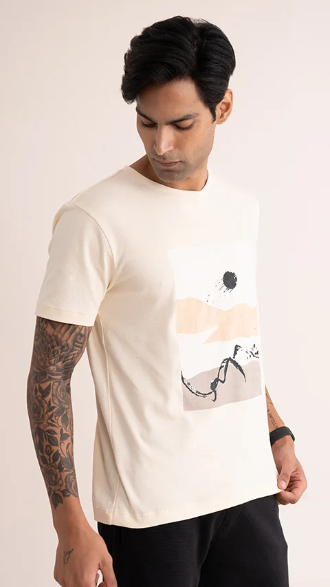 Statement Printed Graphic Tees Vanilla Cream