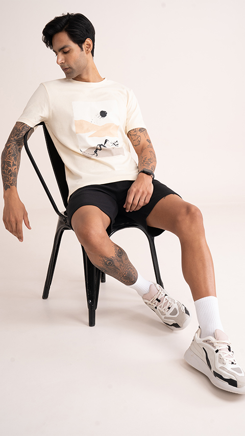 Mens Graphic T-shirt | Printed Tee Vanilla Cream - DaMENSCH