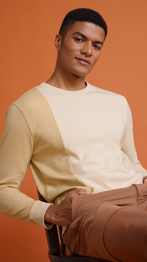 Constant 500 Day Sweatshirts Color Block- Butter Beige