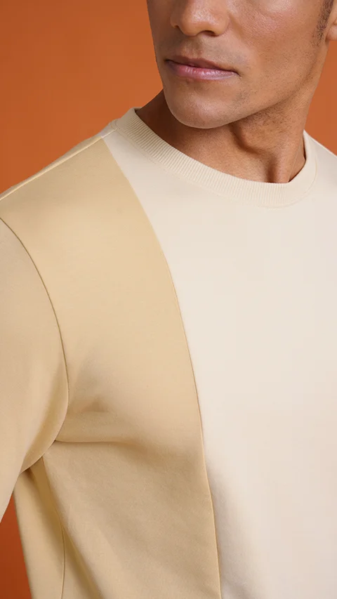 Constant 500 Day Sweatshirts Color Block- Butter Beige