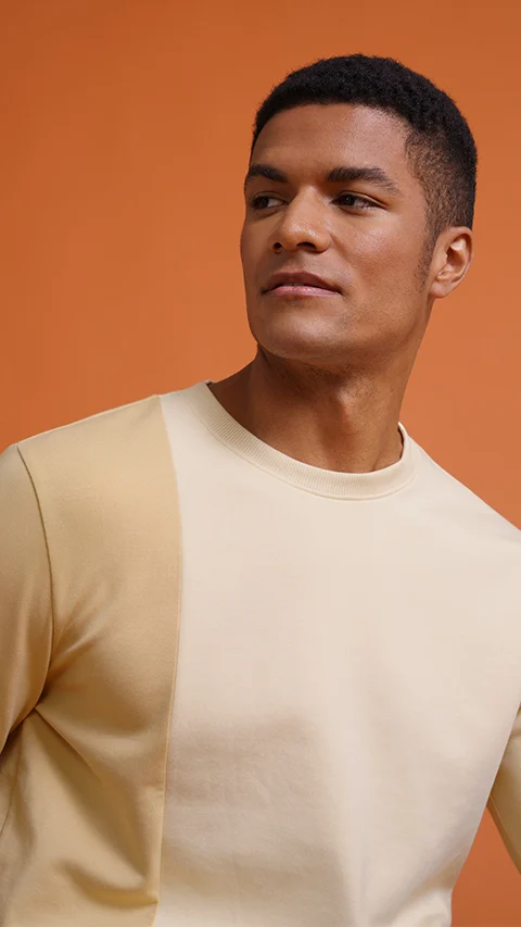 Constant 500 Day Sweatshirts Color Block- Butter Beige
