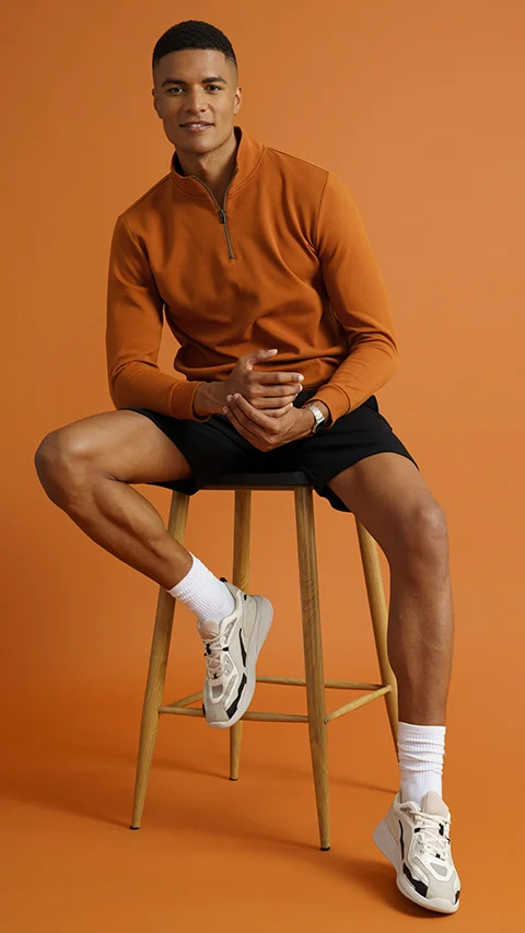 Constant Half-Zipped Sweatshirt Caramel Brown