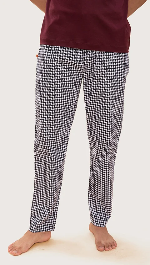 The Stretch Pyjama Pants Houndstooth Black Print