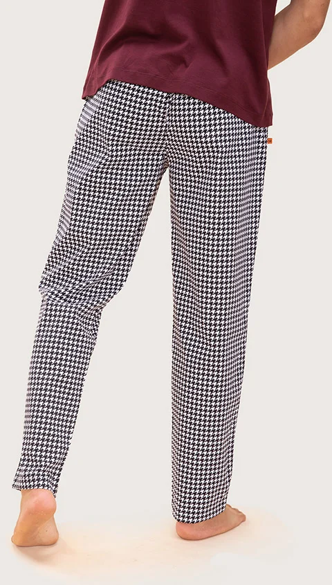 The Stretch Pyjama Pants Houndstooth Black Print