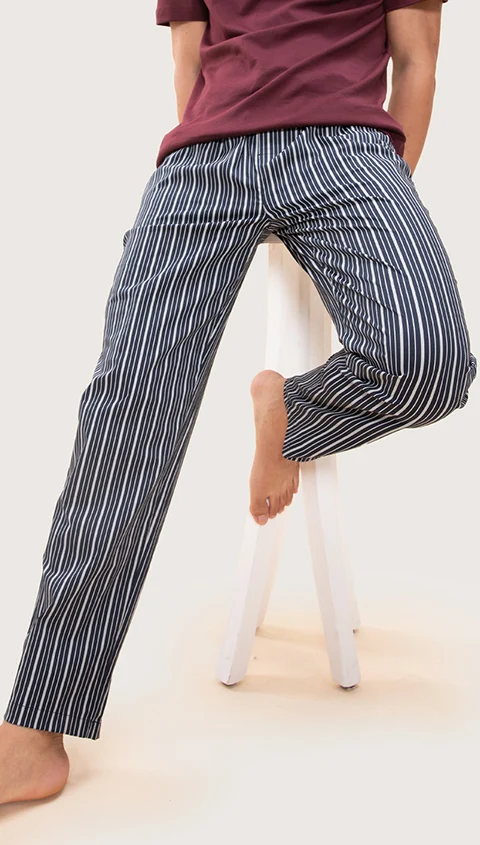 The Stretch Pyjama Pants Midnight Blue Stripes