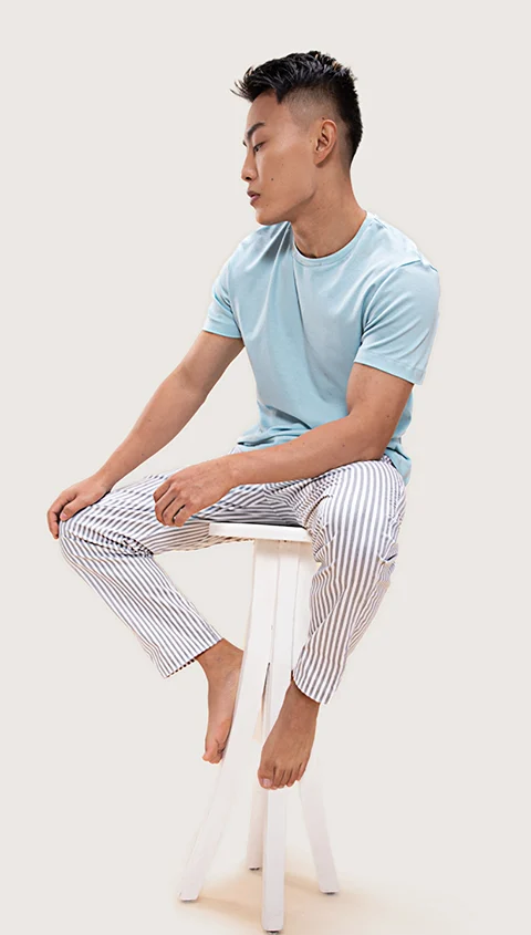 The Stretch Pyjama Pants Space Grey Stripes