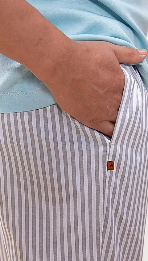 The Stretch Pyjama Pants Space Grey Stripes