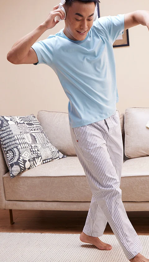 The Stretch Pyjama Pants Space Grey Stripes