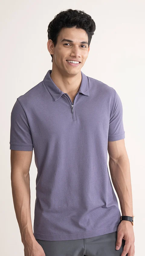 Statement All Degree Polo Zipper- Luxe Lavender