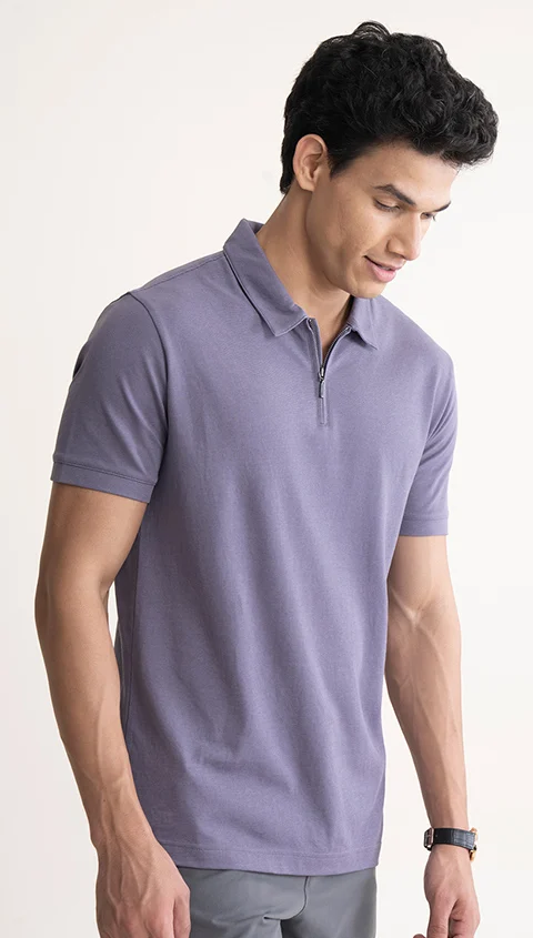 Statement All Degree Polo Zipper- Luxe Lavender