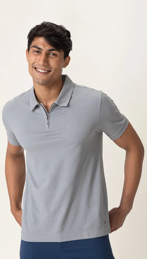 Statement All Degree Polo Zipper- Cloud Grey