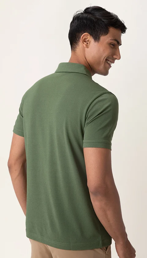 Constant All-Degree Pique Polo Zipper- Forest Green