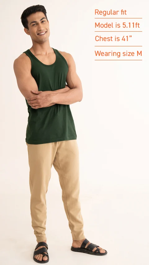 Neo-Cotton Antibacterial Vest Round- Garden Green