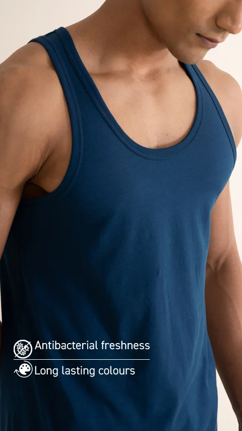 Neo-Cotton Antibacterial Vest Round- True Teal