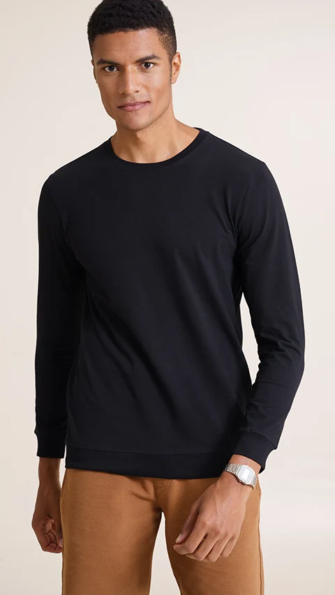 Fluid Tees Ribbed Sleeves- Jet Black