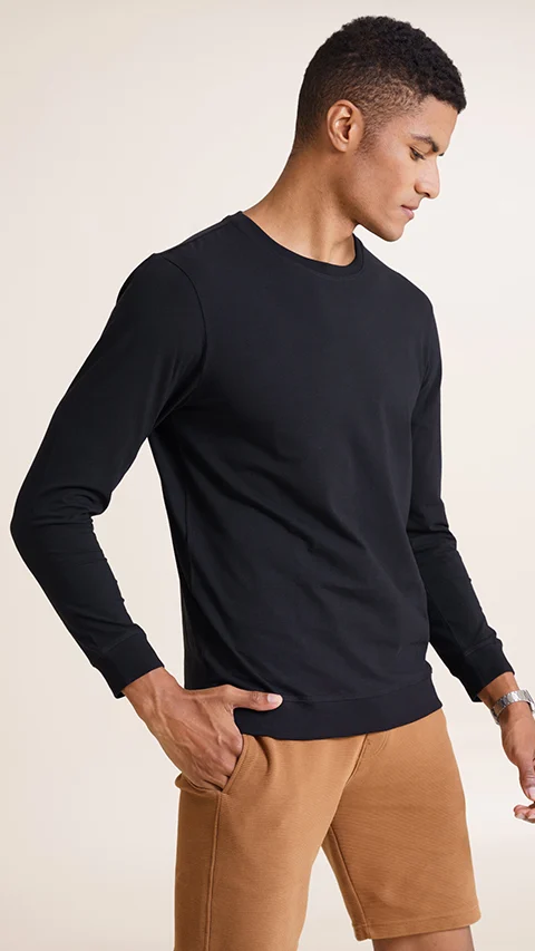 Fluid Tees Ribbed Sleeves- Jet Black