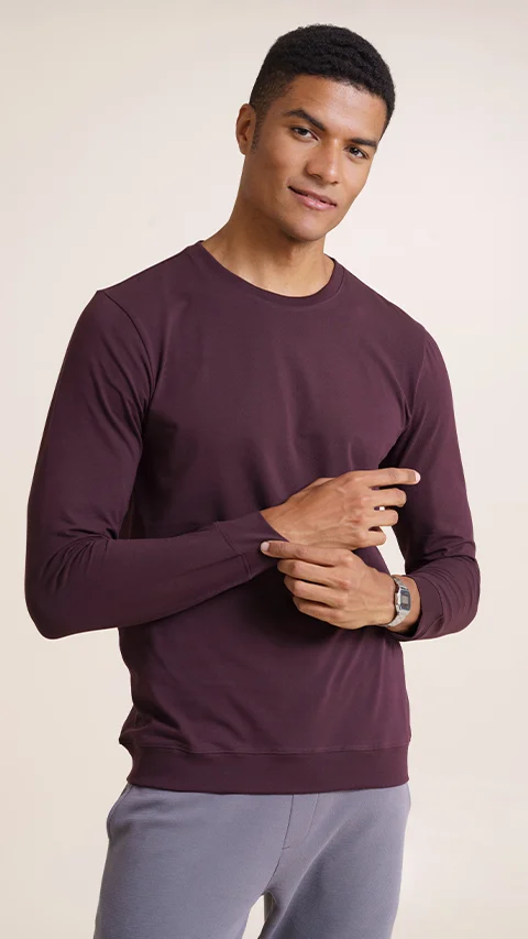 Fluid Tees Ribbed Sleeves- Loyal Maroon