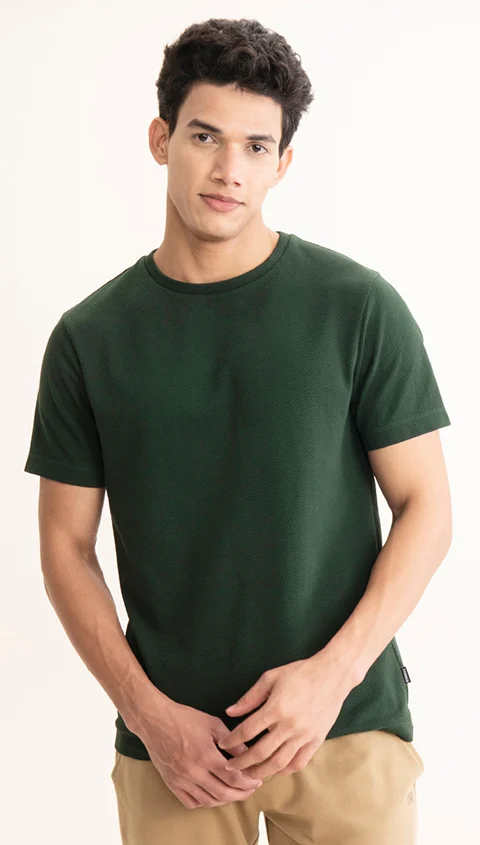 Statement Popcorn Textured Casual Tees Mountain View