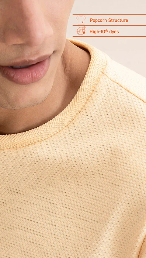Statement Popcorn Textured Casual Tees Premium Beige