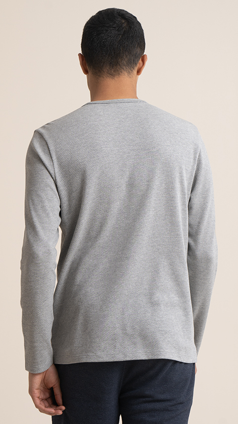 Popcorn T-shirt for Men Online - Henley Soft Grey | DaMENSCH