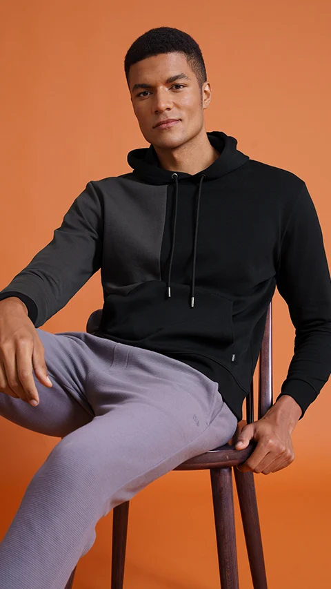 Constant 500 Day Pullover Hoodies Splicing Black