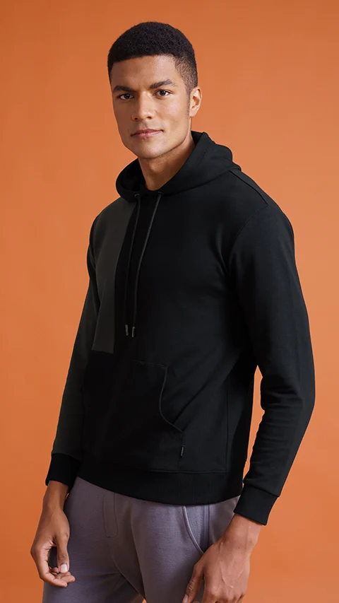 Constant 500 Day Pullover Hoodies Splicing Black