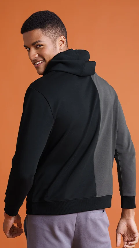 Constant 500 Day Pullover Hoodies Splicing Black