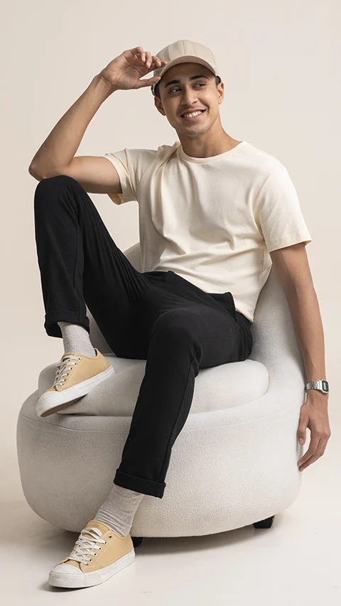 Statement Popcorn Casual Trousers  Popcorn Jet Black