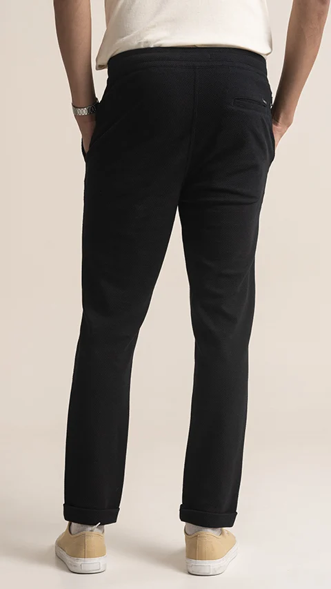 Statement Popcorn Casual Trousers  Popcorn Jet Black