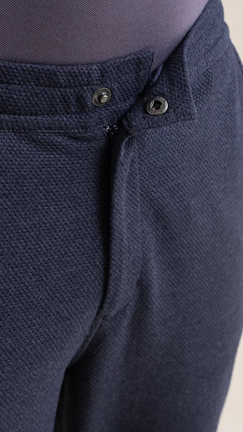 Statement Popcorn Casual Trousers  Popcorn Navy Blue