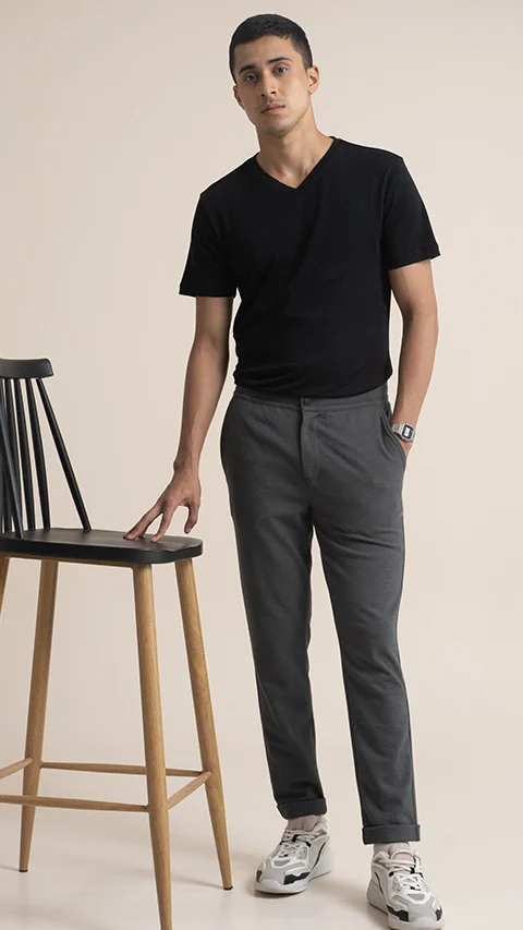 Statement Popcorn Casual Trousers  Popcorn Shadow Grey
