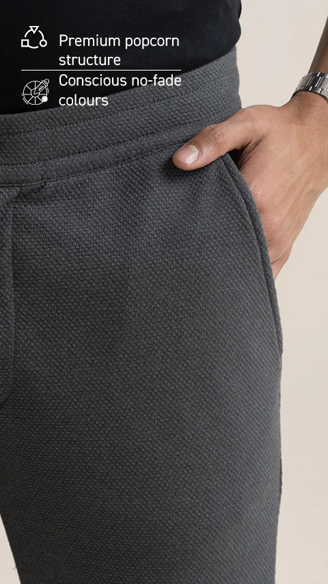 Statement Popcorn Casual Trousers  Popcorn Shadow Grey