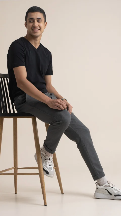 Statement Popcorn Casual Trousers  Popcorn Shadow Grey