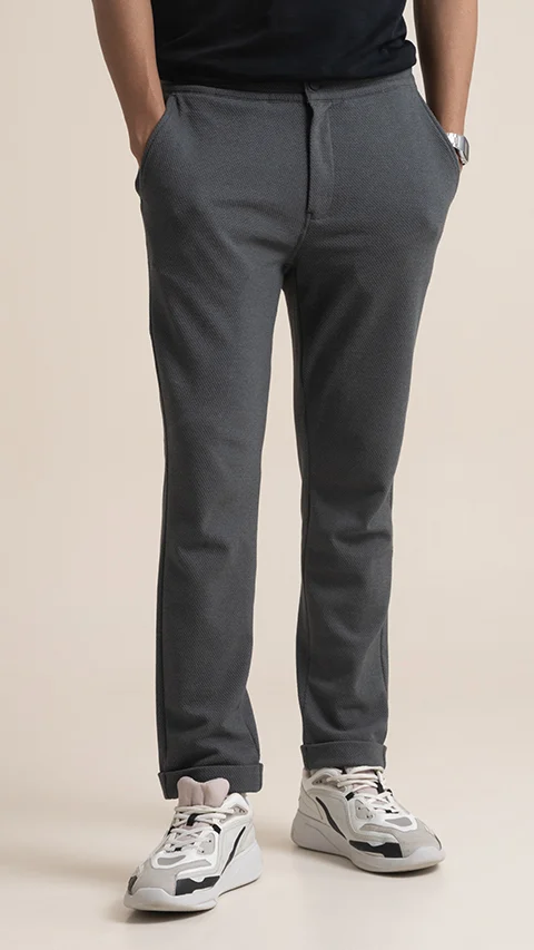 Statement Popcorn Casual Trousers  Popcorn Shadow Grey