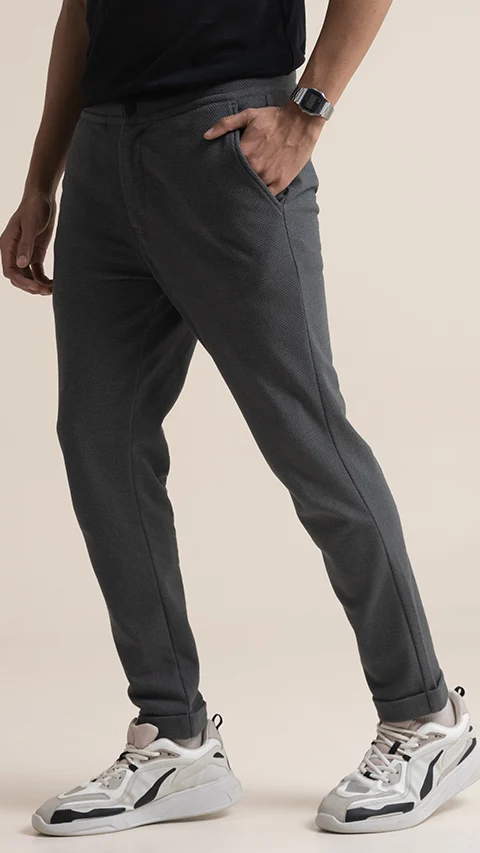 Statement Popcorn Casual Trousers  Popcorn Shadow Grey