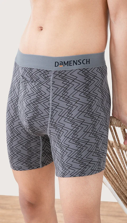 Deo-Soft Supima Boxer Briefs Core Print Basic Gray Grid