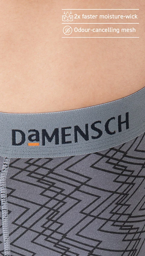 Deo-Soft Supima Boxer Briefs Core Print Basic Gray Grid